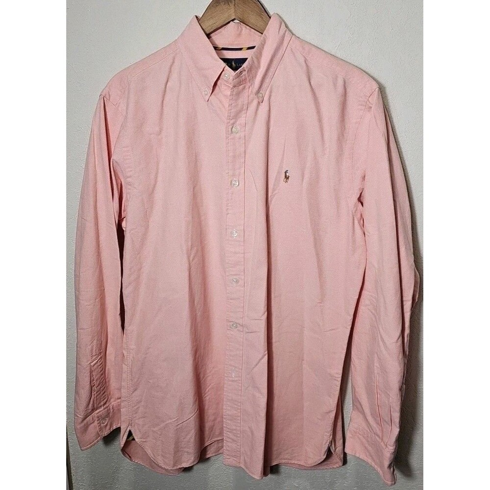 Ralph Lauren Classic Fit Peach Oxford Button Down Shirt Mens Large Polo Pony